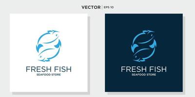 peixe no modelo de vetor de design de logotipo de água. ícone de conceito de logotipo de loja de restaurante de frutos do mar.