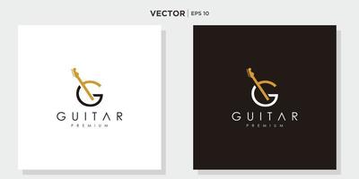 design de logotipo minimalista de música de violão vetor