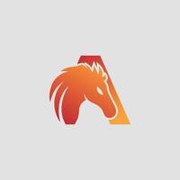 letra inicial a com design de logotipo de vetor de cavalo. carta de cavalo um emblema de ícone de modelo de ilustração isolado.