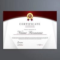 certificado de modelo de agradecimento com ouro e cor vermelha, design simples e elegante vetor