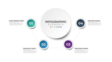 Modelo de elemento de sequência circular de 4 pontos de infográfico, apresentação, etc. vetor