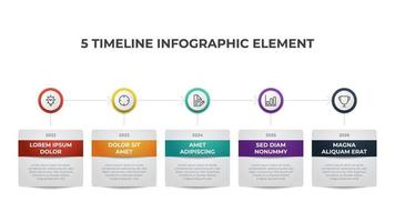 vetor de cronograma infográfico com 5 listas, pontos, opções, pode ser usado para fluxo de trabalho, diagrama de processo, elemento de apresentação, etc.