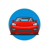 vista frontal do carro esporte vermelho, ilustração vetorial vetor