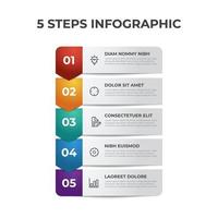 5 pontos de etapas, layout de diagrama de lista com número, vetor de modelo de elemento infográfico