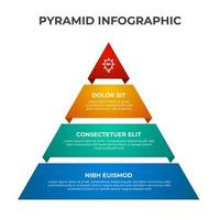 modelo de elemento infográfico de lista de pirâmide com 3 pontos, marcador, forma de triângulo, diagrama de linha com nível para apresentação, etc vetor