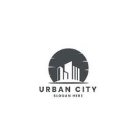 silhueta de construção de cidade urbana para vetor de design de logotipo imobiliário