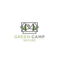 vetor plano de modelo de design de ícone de logotipo de acampamento verde