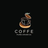 café com modelo de design de ícone de logotipo de estilo de linha vetor plana