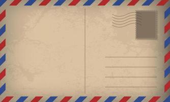 cartão postal de estilo antigo ou envelope com selo postal. carta de correio aéreo. selo de correio. postal de quadro de correio aéreo. envelope de modelo de maquete. ilustração vetorial vetor