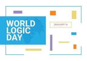 cartaz de banner do dia mundial da lógica isolado no fundo branco comemorado em 14 de janeiro. vetor