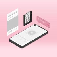 ilustração multitarefa de smartphone vetorial isométrico 3d vetor