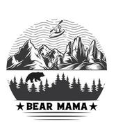 design de camiseta mamãe ursa vetor