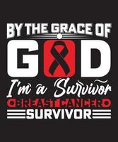 pela graça de deus, sou um sobrevivente, sobrevivente do câncer de mama, design de camiseta vetor