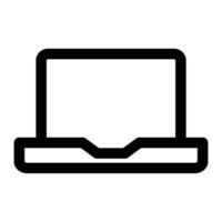 linha de ícone de laptop isolada no fundo branco. ícone liso preto fino no estilo de contorno moderno. símbolo linear e curso editável. ilustração vetorial de traço perfeito simples e pixel vetor