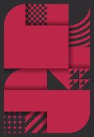 estilo bauhaus padrão geométrico de fundo. cor tendência do ano 2023 viva magenta e preto. elementos de textura de design para banners, capas, cartazes, cenários, paredes. ilustração vetorial. vetor