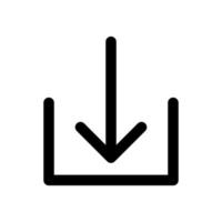linha de ícone de download isolada no fundo branco. ícone liso preto fino no estilo de contorno moderno. símbolo linear e traço editável. ilustração em vetor curso perfeito simples e pixel.