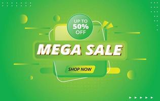 mega venda 75% de desconto no design do banner de promoção em fundo abstrato verde vetor