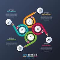 modelo de design de infográfico de educação criativa com vetor de lápis