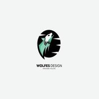 modelo de logotipo de mascote lobo cor gradiente vetor