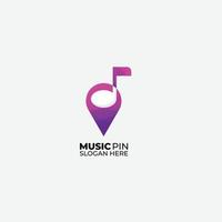 logotipo da música com ícone de cor gradiente de design de alfinete vetor