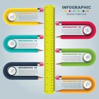 design de modelo de infográficos educacionais criativos com escala e lápis curvo vetor