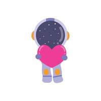 gráfico vetorial de ilustração pequeno astronauta com sinal de amor vetor