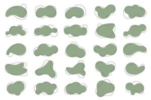 conjunto de formas orgânicas verdes. manchas irregulares abstratas em design moderno minimalista com círculos de contorno. formulários para molduras de histórias de pôsteres. vetor