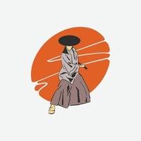 ilustração de arte de silhueta samurai vetor