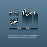 dia mundial do rádio 13 de fevereiro. design de cartaz minimalista para post de mídia social. vetor