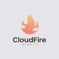 vetor de conceito de design de logotipo de tecnologia de nuvem de fogo