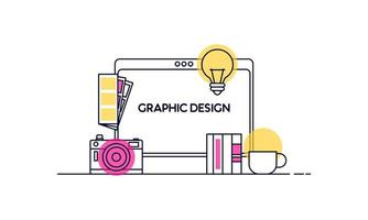 linear abstrato de conceitos de design gráfico, web design e desenvolvimento. elementos para aplicativos móveis e web. vetor