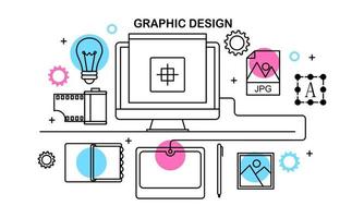 linear abstrato de conceitos de design gráfico, web design e desenvolvimento. elementos para aplicativos móveis e web. vetor