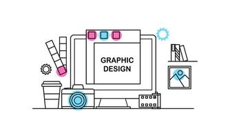 linear abstrato de conceitos de design gráfico, web design e desenvolvimento. elementos para aplicativos móveis e web. vetor