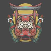 design de camiseta japonesa daruma, design vetorial e design de logotipo, adequado para camiseta vetor