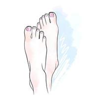 unhas dos pés francesas, pedicure em um fundo aquarela, doodle de beleza vetor
