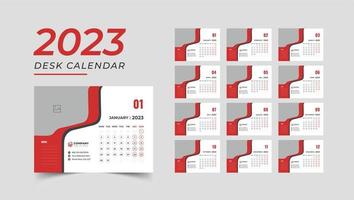 modelo de calendário de mesa simples de ano novo 2023, design de modelo de calendário 2023, vetor de modelo