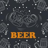 fundo de doodle de cerveja, perfeito para o seu café de parede vetor