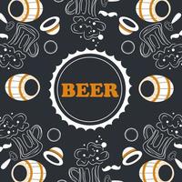 fundo de doodle de cerveja, perfeito para o seu café de parede vetor