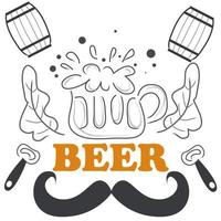 fundo de doodle de cerveja, perfeito para o seu café de parede vetor