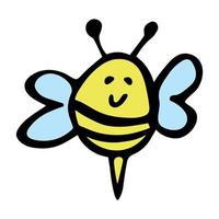 clipart de abelha feliz desenhado à mão. lindo rabisco de abelha. para impressão, web, design, decoração, logotipo. vetor
