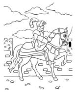 desenho de cavaleiro em um cavalo para colorir para crianças vetor