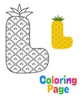 página para colorir com alfabeto l para crianças vetor