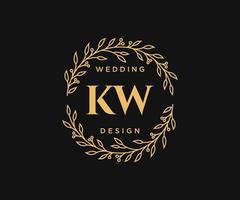coleção de logotipos de monograma de casamento de letras iniciais kw, modelos modernos minimalistas e florais desenhados à mão para cartões de convite, salve a data, identidade elegante para restaurante, boutique, café em vetor