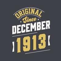 clássico desde dezembro de 1913. nascido em dezembro de 1913 retro vintage aniversário vetor