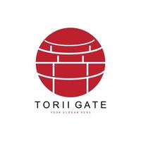 logotipo do portão torii, design de construção japonês, vetor de ícone da china, ícone de modelo de ilustração