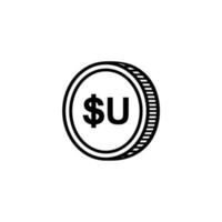símbolo de moeda do Uruguai, ícone do peso uruguaio, sinal de uyu. ilustração vetorial vetor