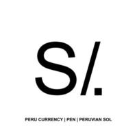 símbolo da moeda do peru, ícone do sol peruano, sinal de caneta. ilustração vetorial vetor