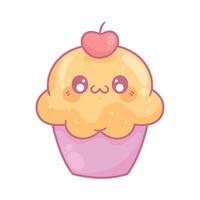 cupcake doce kawaii vetor