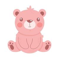 lindo urso rosa sentado vetor