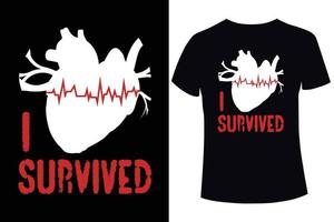 eu sobrevivi, modelo de design de camiseta de conscientização sobre doenças cardíacas vetor